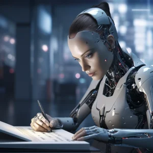 Ki generiertes Bild eines Cypermenschen als Beispiel für Grafik Design